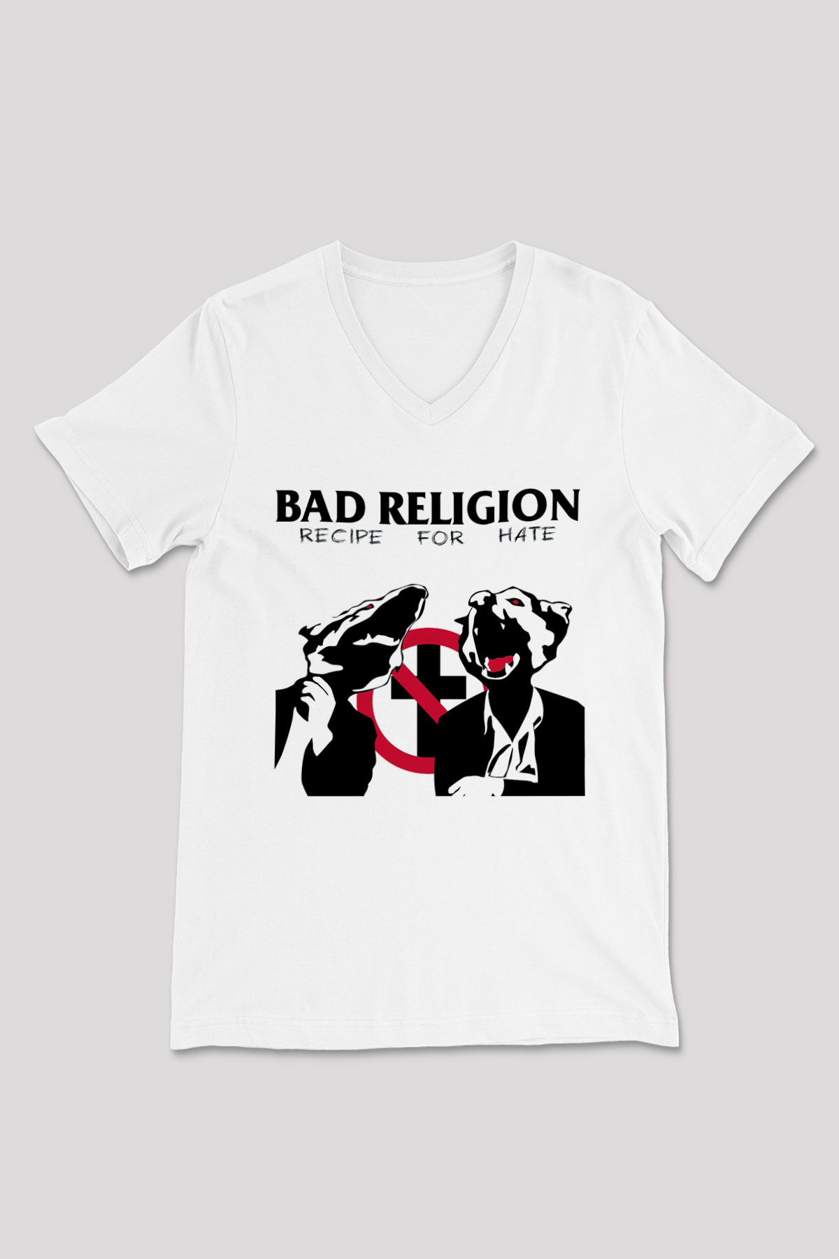Bad Religion Beyaz Unisex V Yaka Tişört T-Shirt
