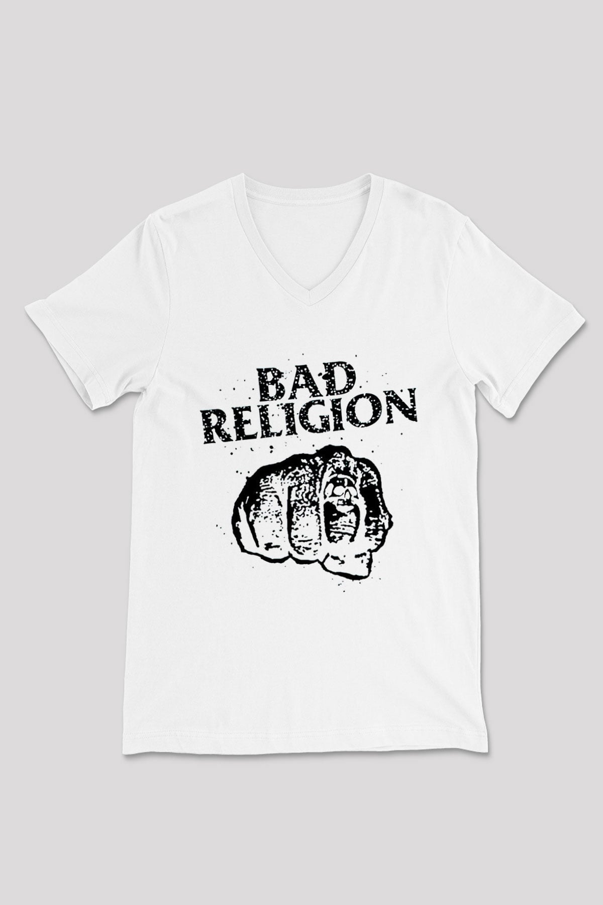Bad Religion Beyaz Unisex V Yaka Tişört