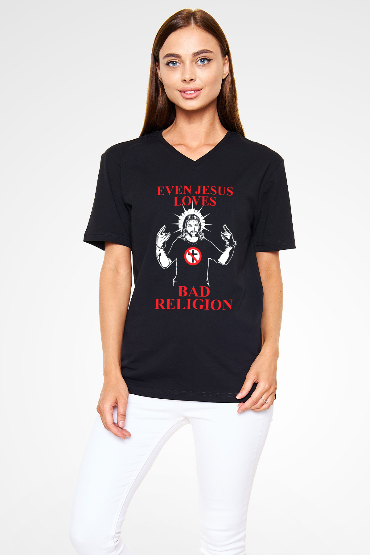 Bad Religion Siyah Unisex V Yaka Tişört T-Shirt