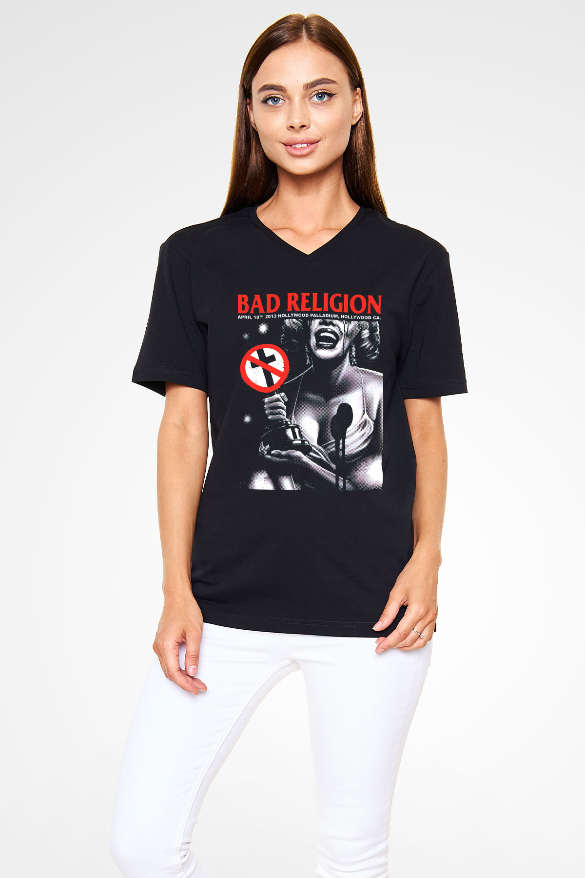 Bad Religion Siyah Unisex V Yaka Tişört T-Shirt