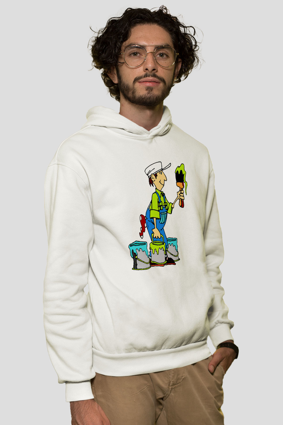 Badanacı Beyaz Unisex Hoodie