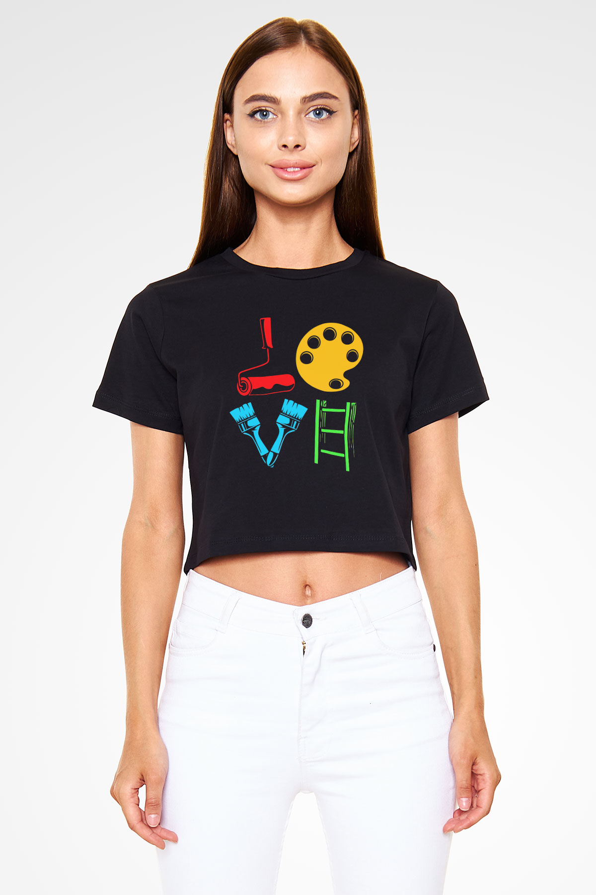 Badanacı Siyah  Crop Top Tişört