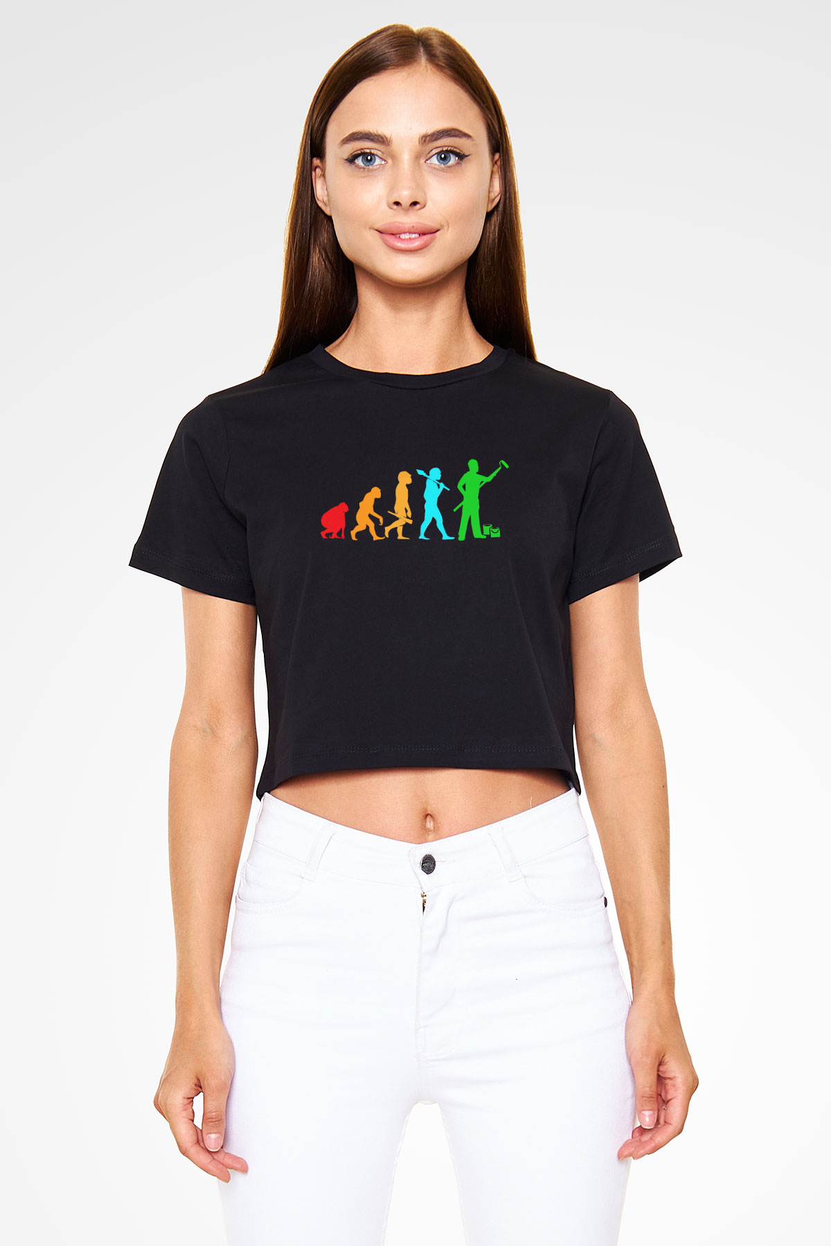 Badanacı Siyah  Crop Top Tişört