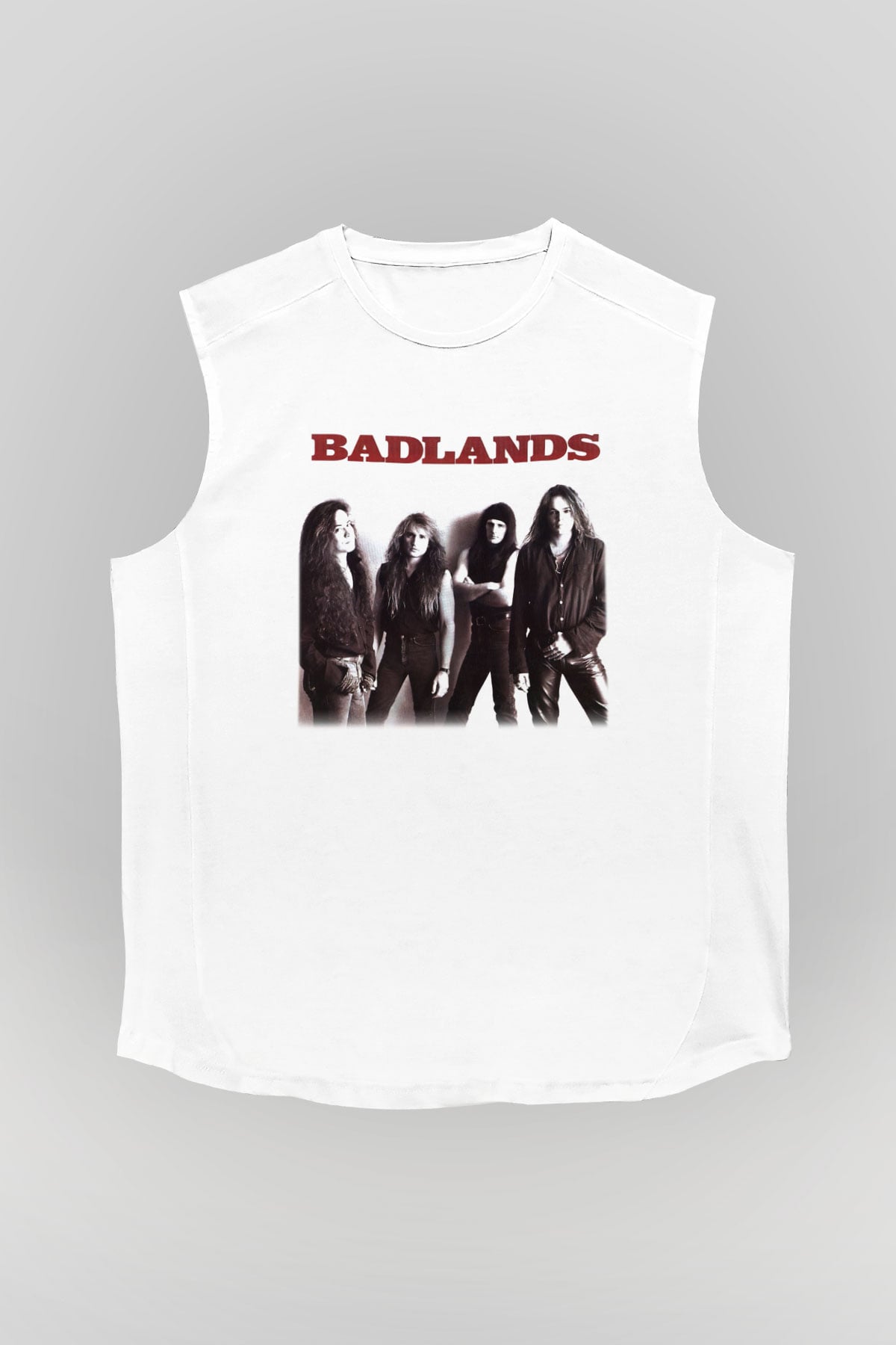 Badlands Beyaz Unisex Kolsuz Tişört