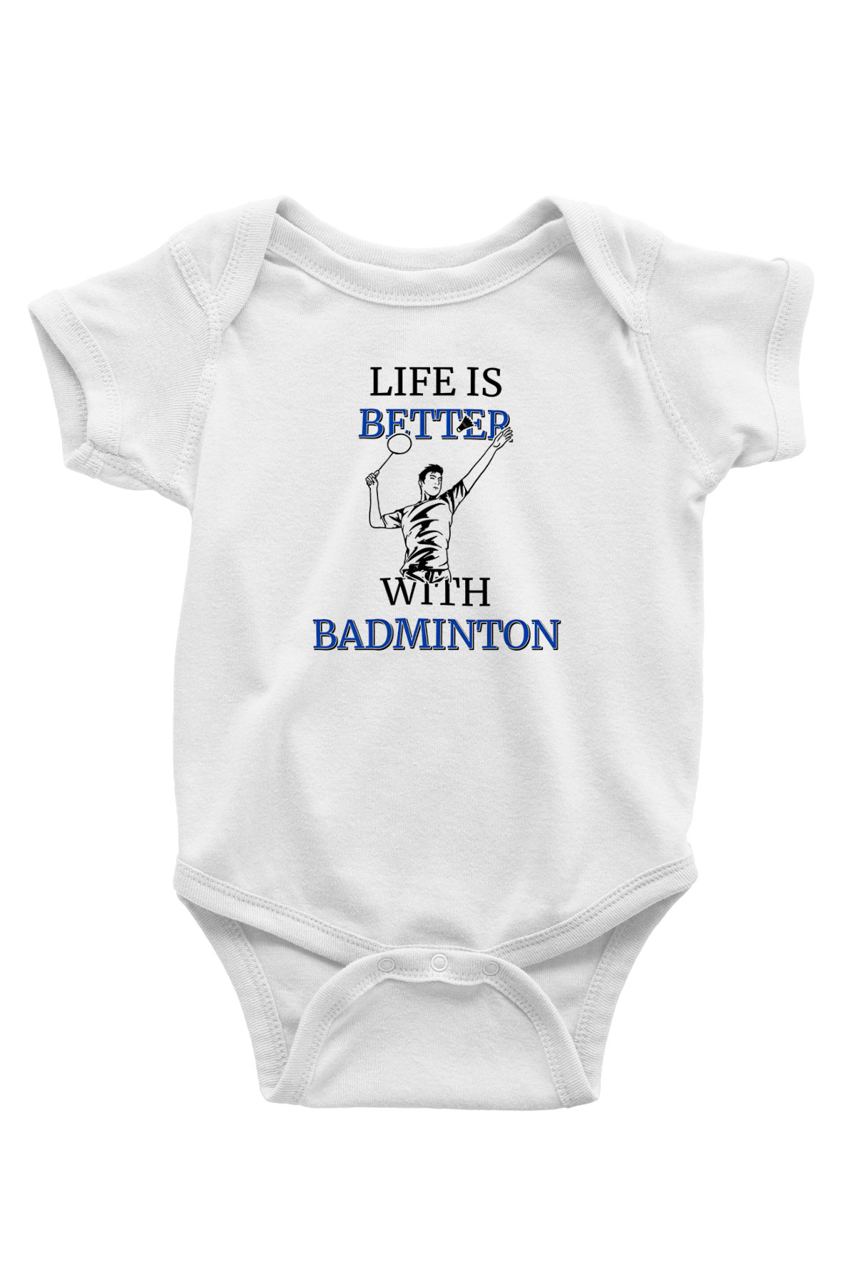 Badminton Baskılı Beyaz Bebek Body - Zıbın