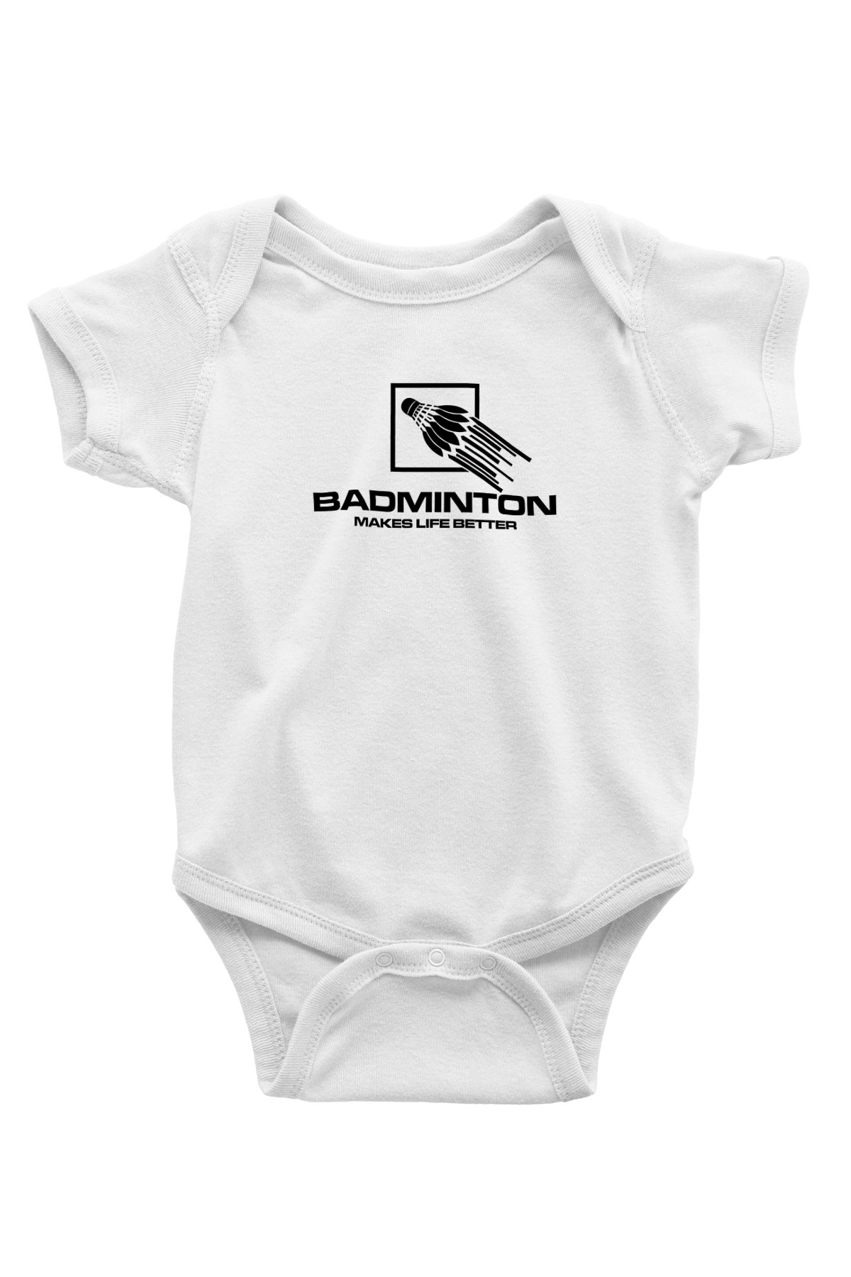 Badminton Baskılı Beyaz Bebek Body - Zıbın