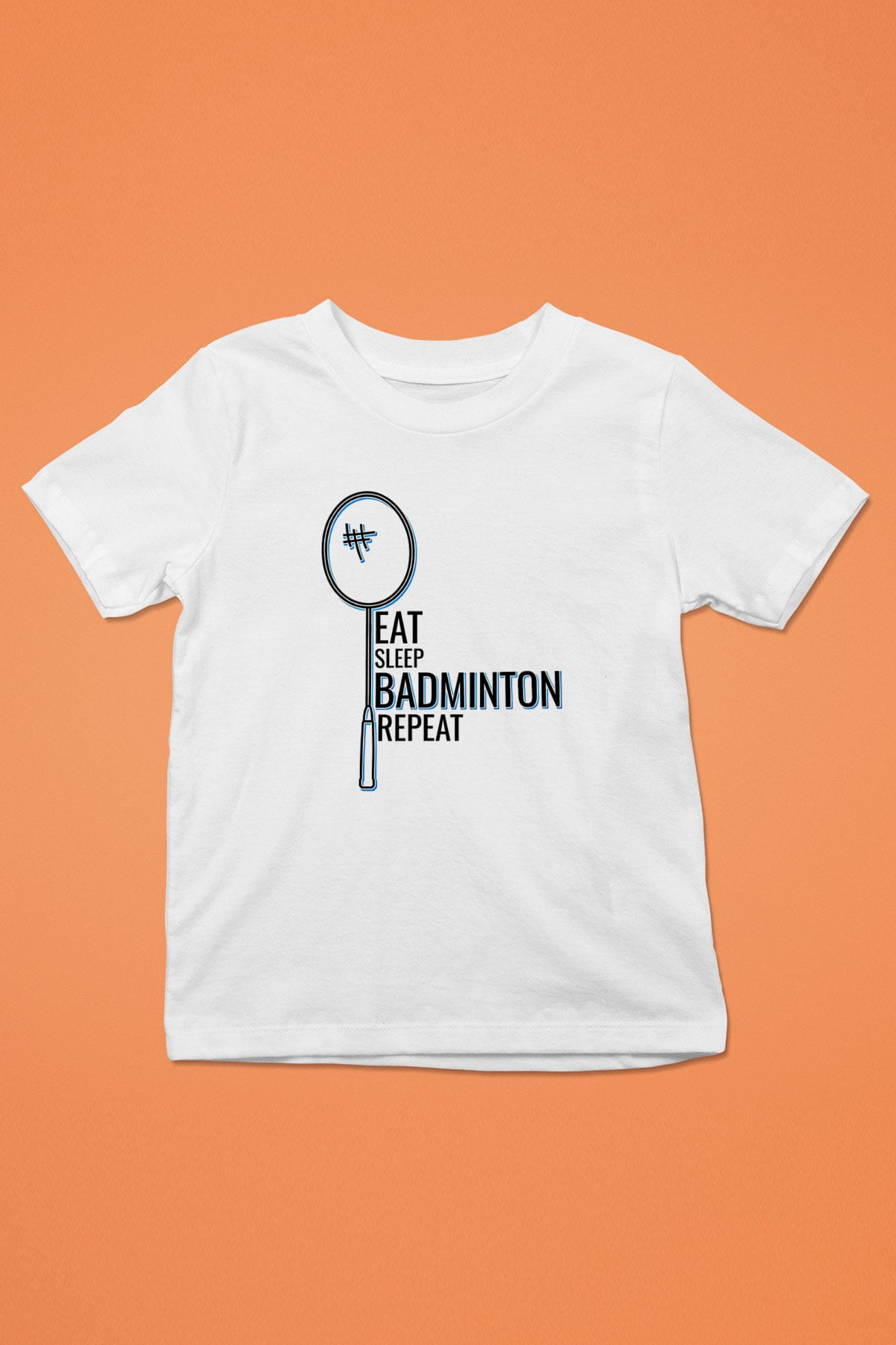 Badminton Baskılı Unisex Beyaz Çocuk Tişört - Tshirt