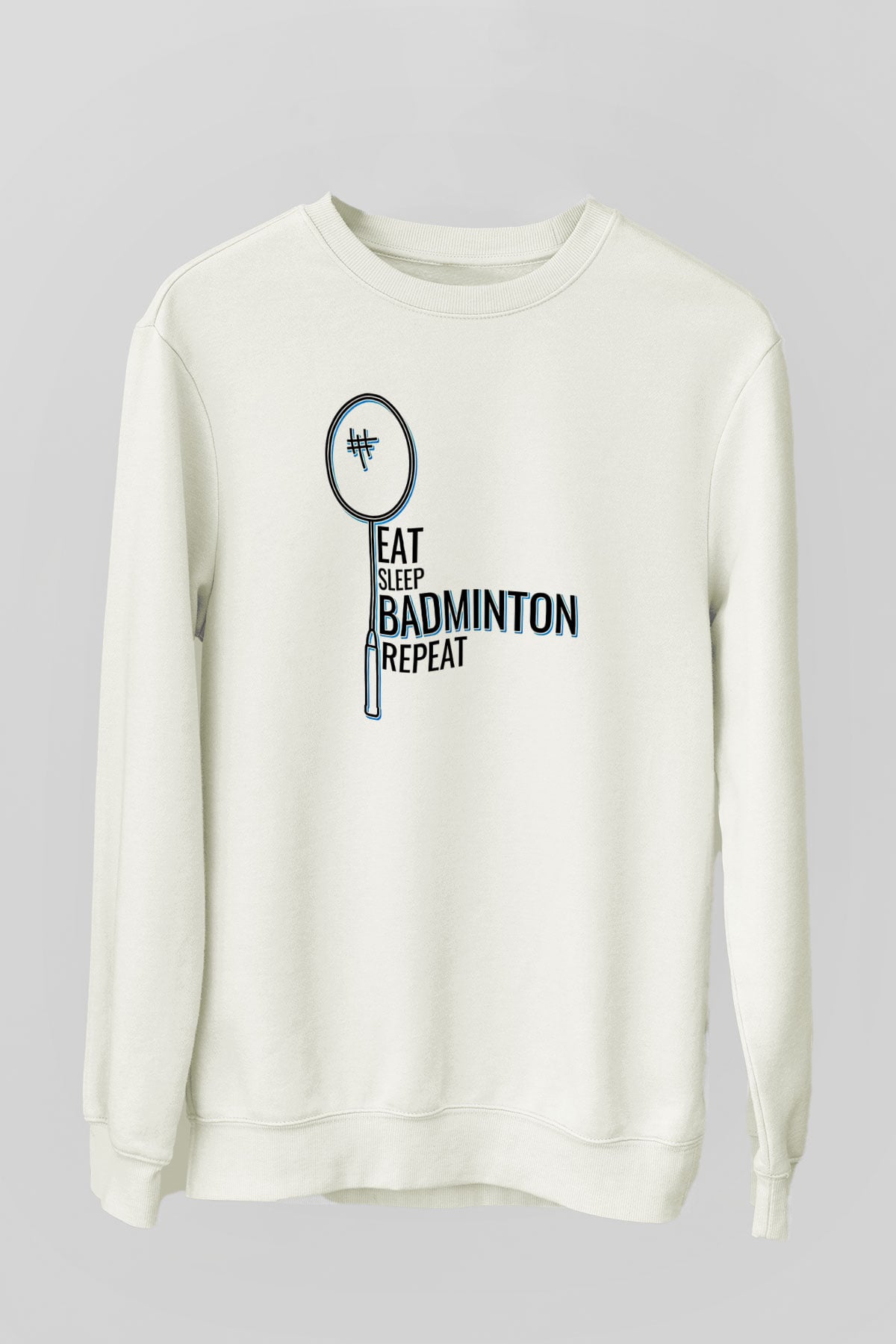 Badminton Baskılı Unisex Ekru Sweatshirt