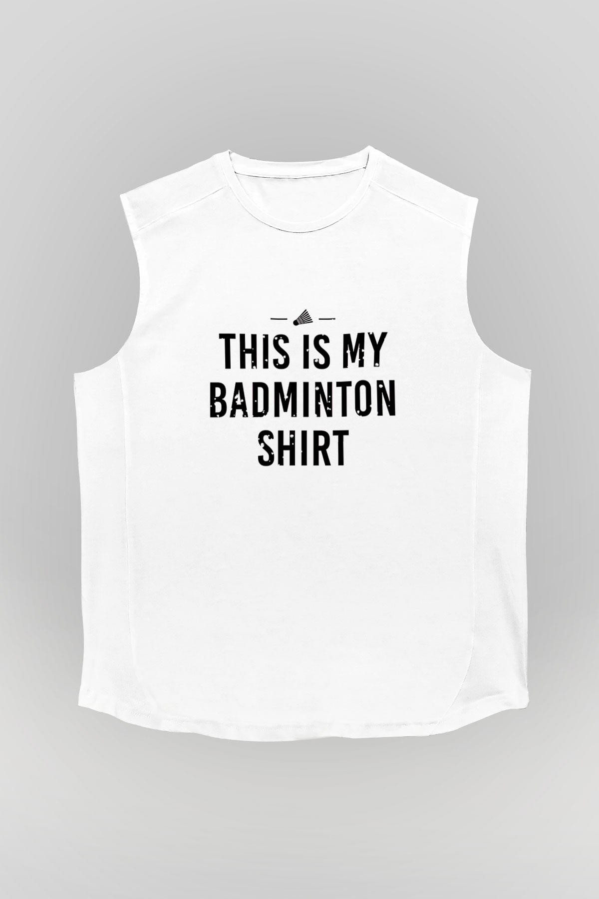 Badminton Baskılı Unisex Kolsuz Beyaz Tişört