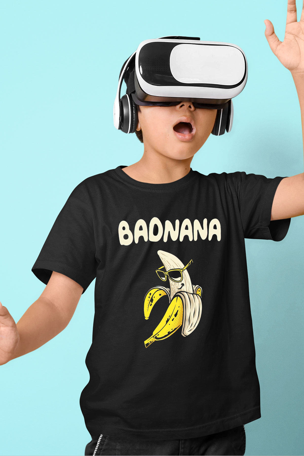 Badnana Muz Baskılı Unisex Siyah  Çocuk Tişört