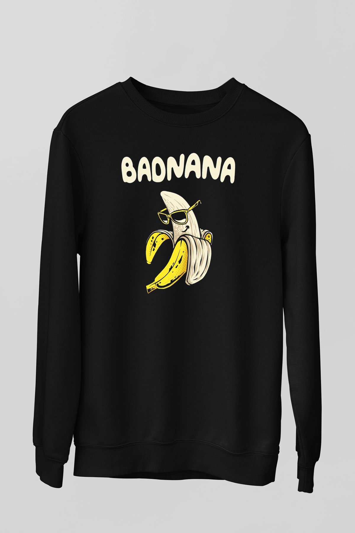 Badnana Muz Baskılı Unisex Siyah  Sweatshirt