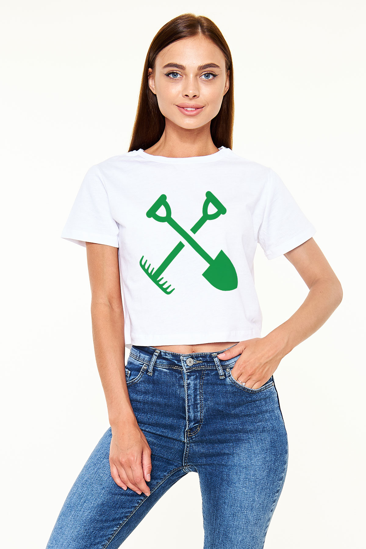 Bahçıvan Beyaz Croptop Tişört