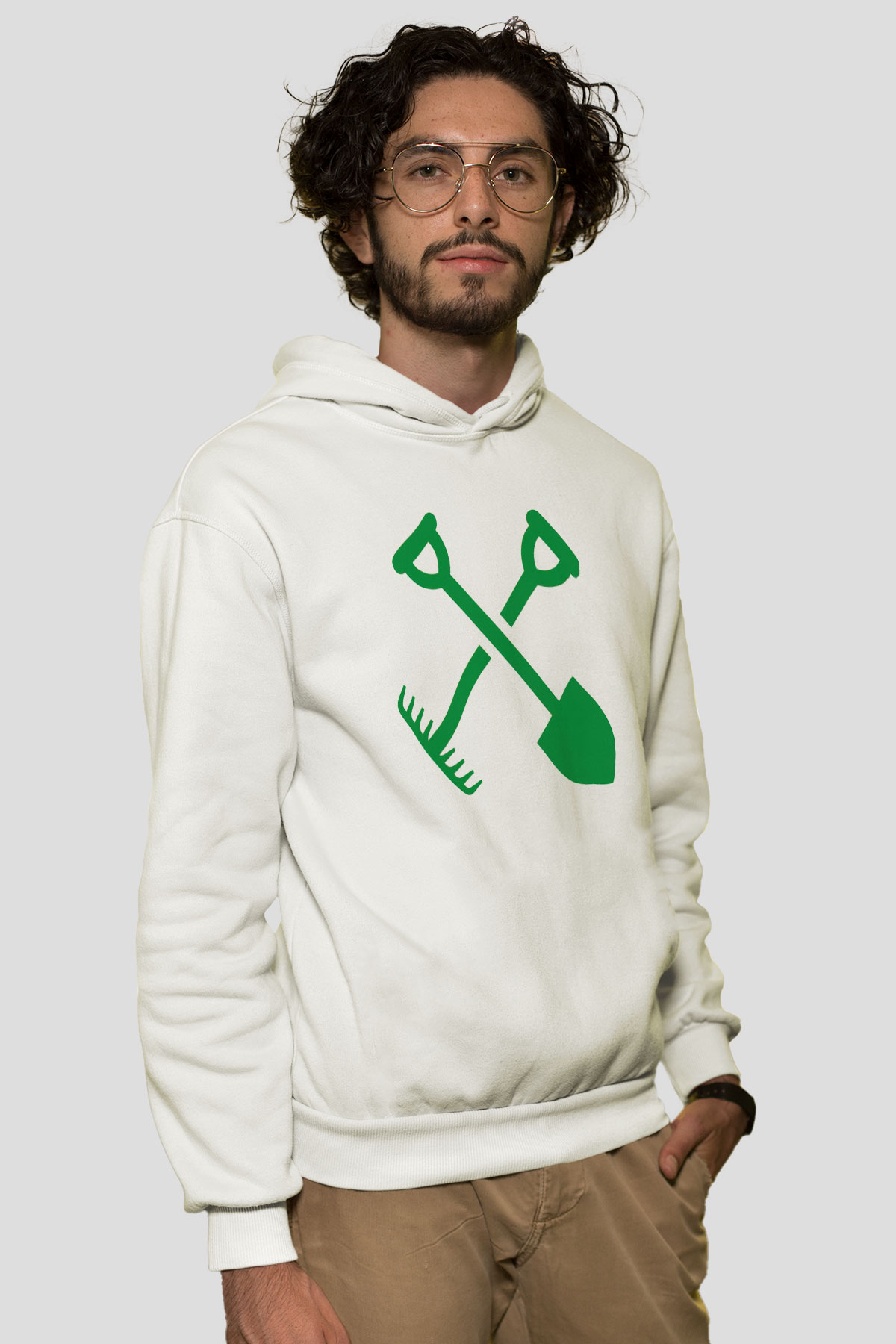 Bahçıvan Beyaz Unisex Hoodie