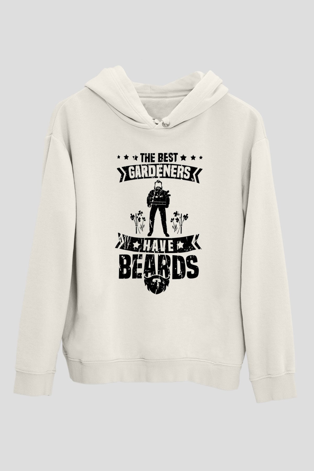 Bahçıvan Beyaz Unisex Kapüşonlu Sweatshirt
