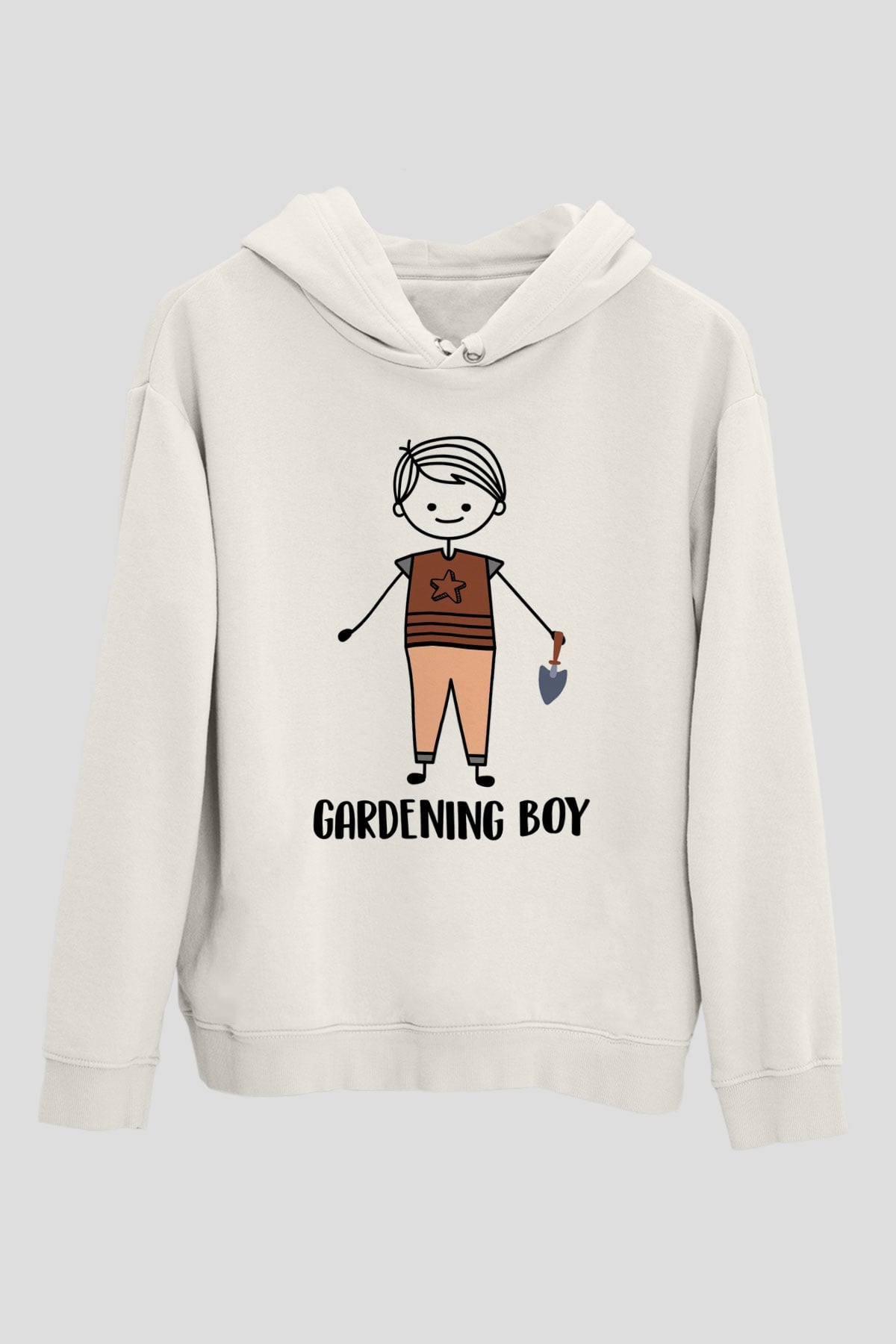 Bahçıvan Beyaz Unisex Kapüşonlu Sweatshirt