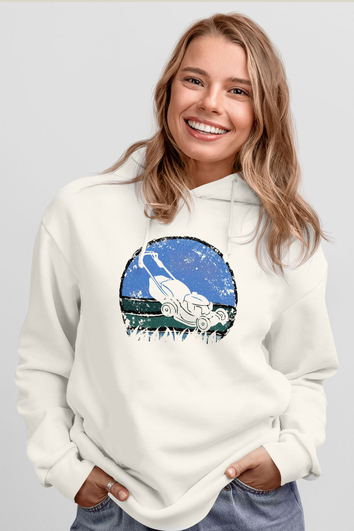 Bahçıvan Beyaz Unisex Kapüşonlu Sweatshirt