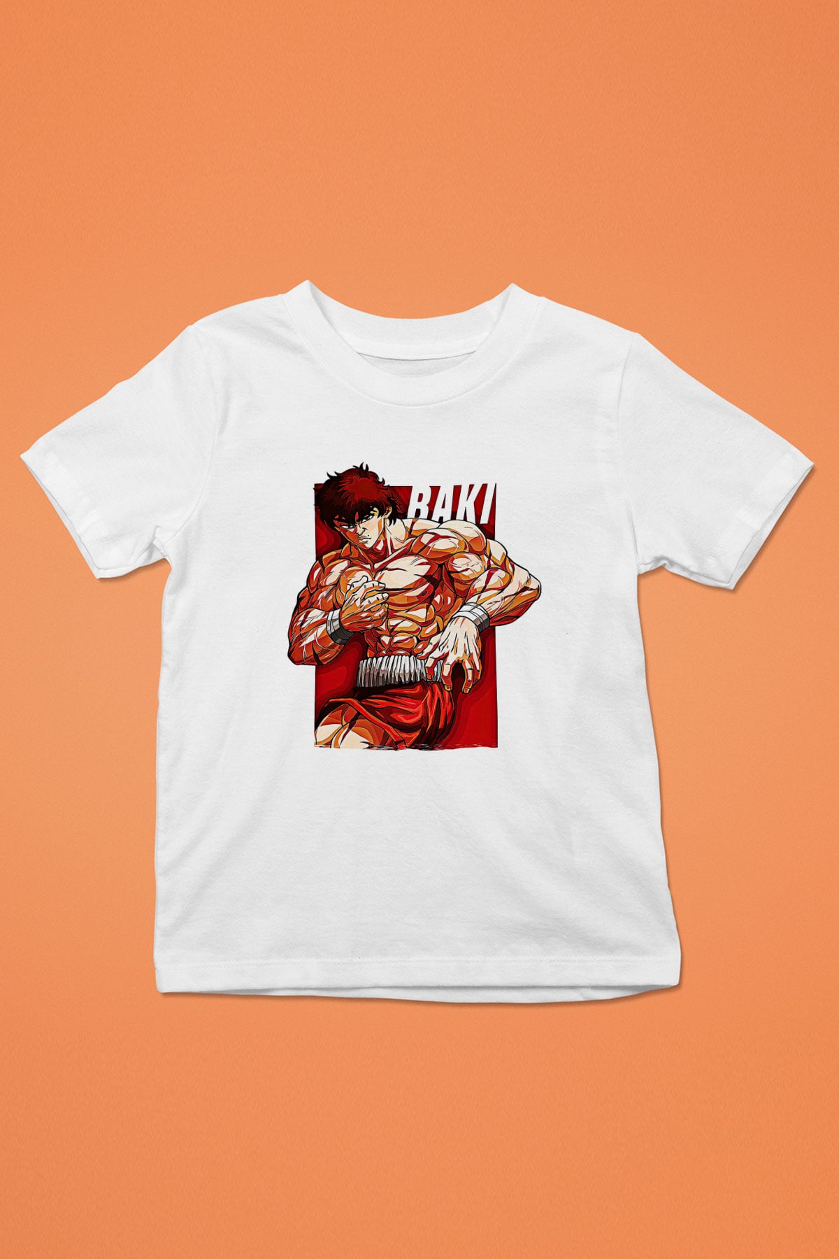 Baki The Grappler Baskılı Beyaz Unisex Beyaz Çocuk Tişört - Tshirt