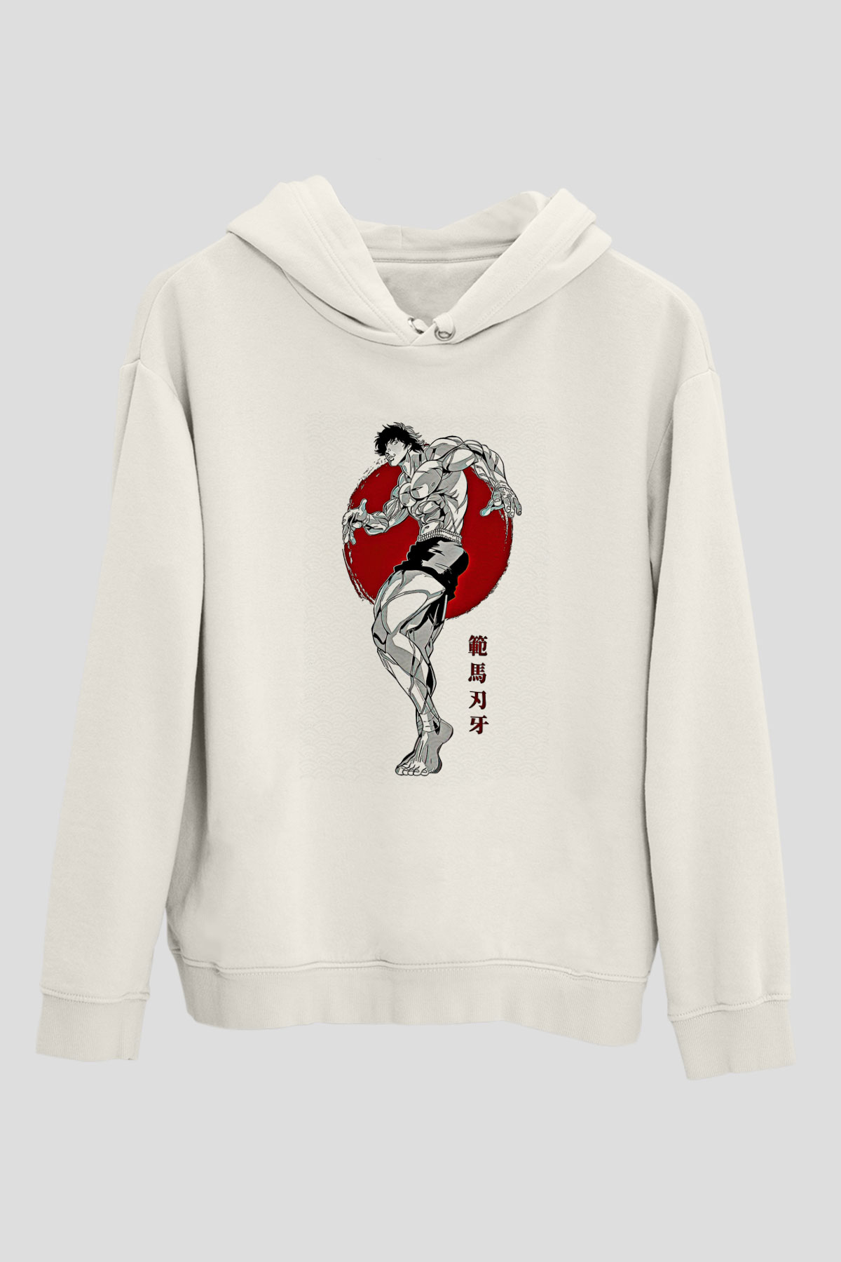 Baki The Grappler Baskılı Beyaz Unisex Hoodie