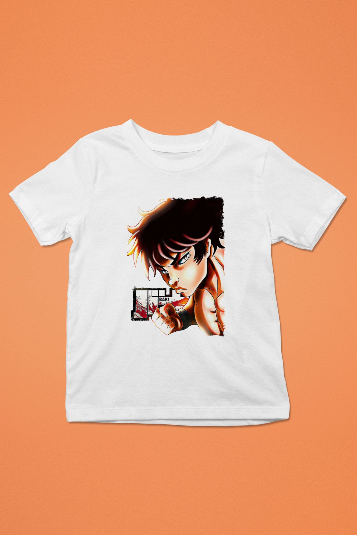 Baki The Grappler Baskılı Beyaz Unisex Beyaz Çocuk Tişört - Tshirt