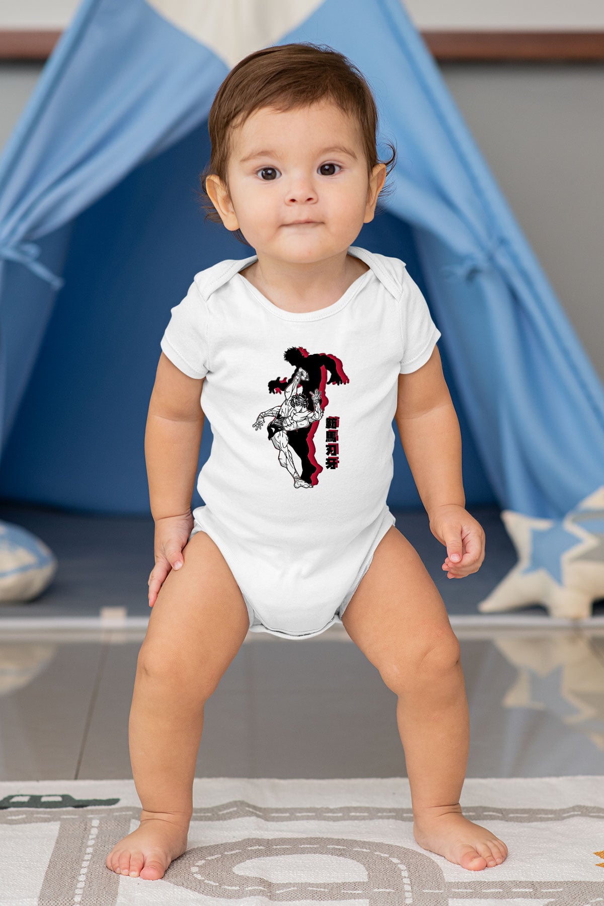 Baki The Grappler Baskılı Beyaz Unisex Bebek Body - Zıbın