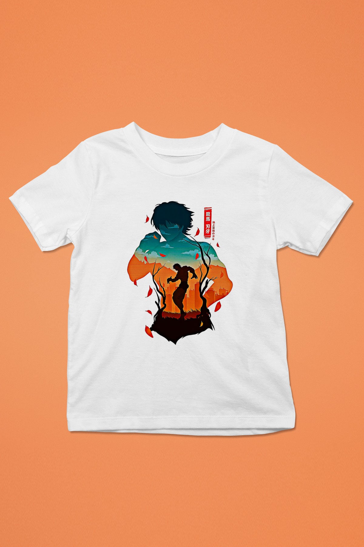 Baki The Grappler Baskılı Beyaz Unisex Beyaz Çocuk Tişört - Tshirt