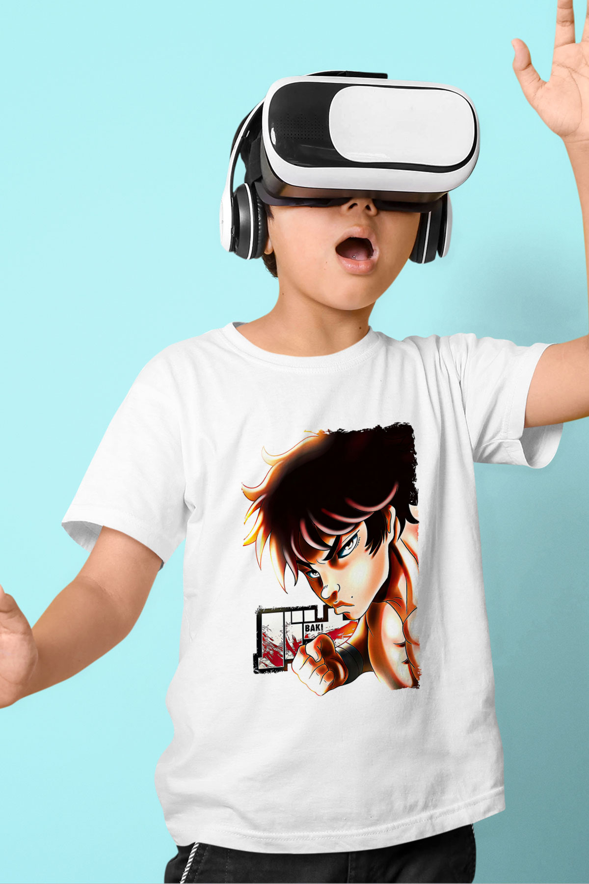 Baki The Grappler Baskılı Beyaz Unisex Beyaz Çocuk Tişört - Tshirt