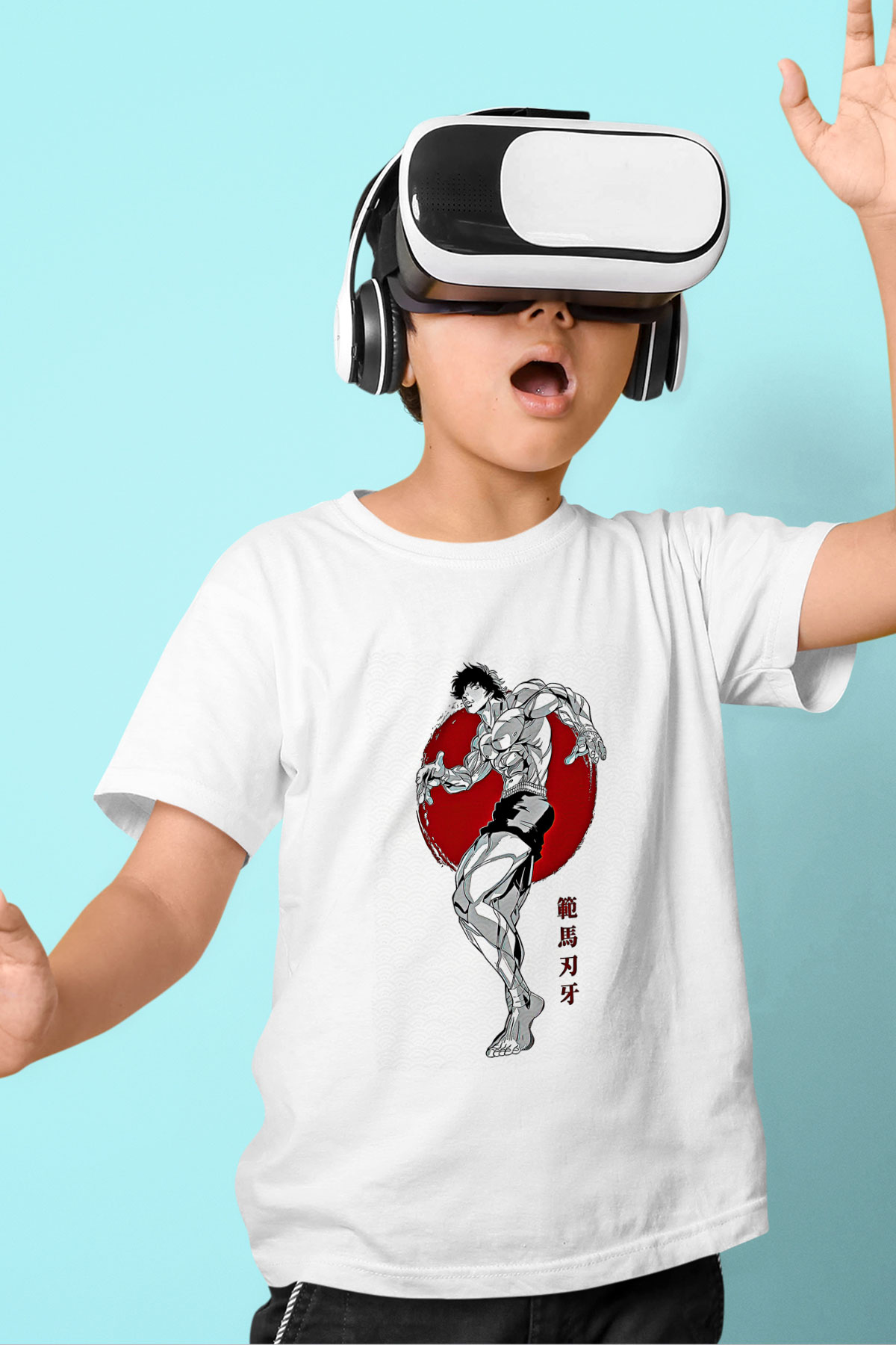 Baki The Grappler Baskılı Beyaz Unisex Beyaz Çocuk Tişört - Tshirt