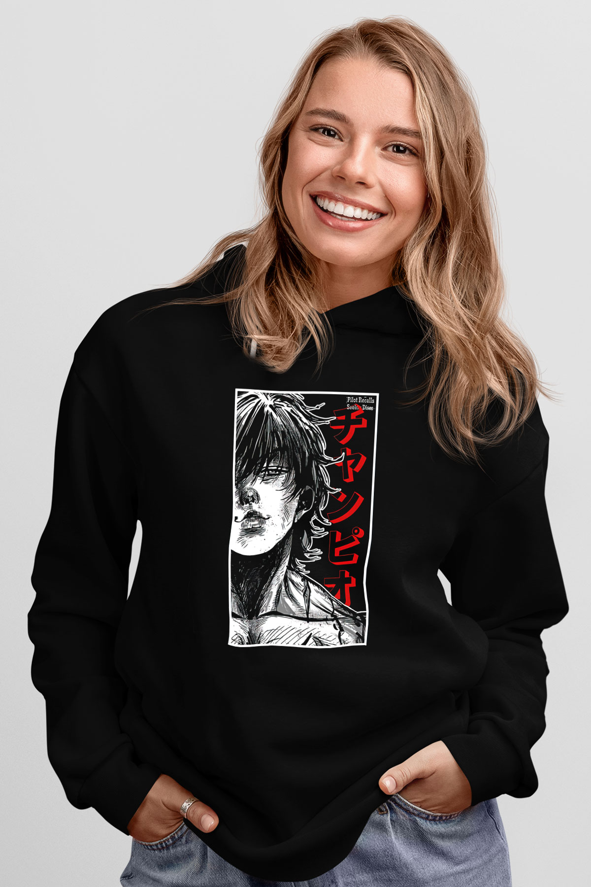 Baki The Grappler Baskılı Unisex Siyah Hoodie