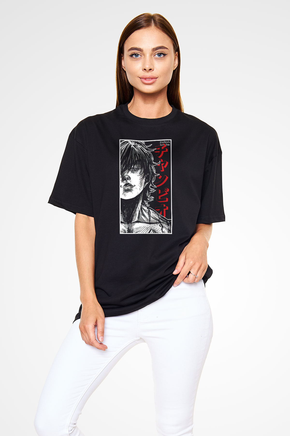 Baki The Grappler Baskılı Unisex Siyah Oversize Tişört - Tshirt