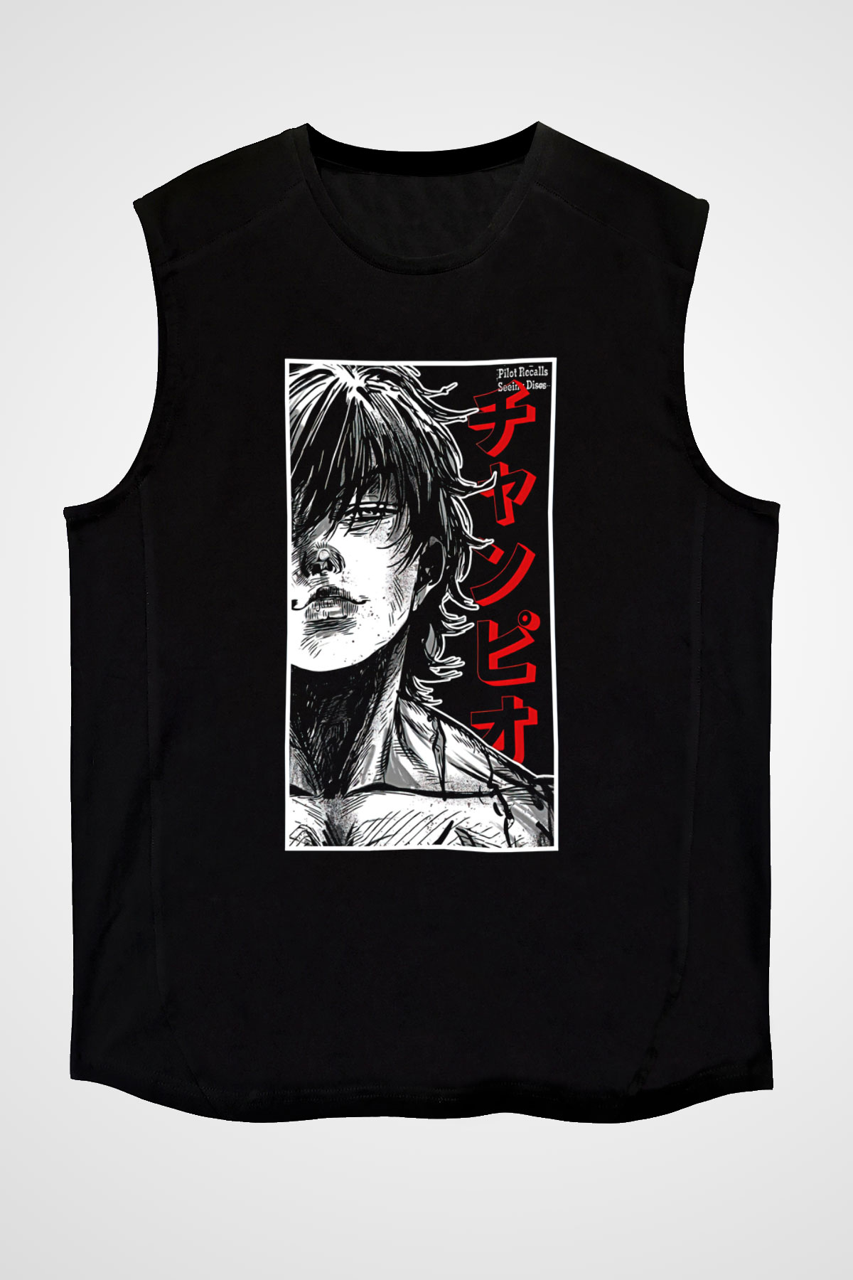 Baki The Grappler Baskılı Unisex Siyah Kolsuz Tişört - Tshirt