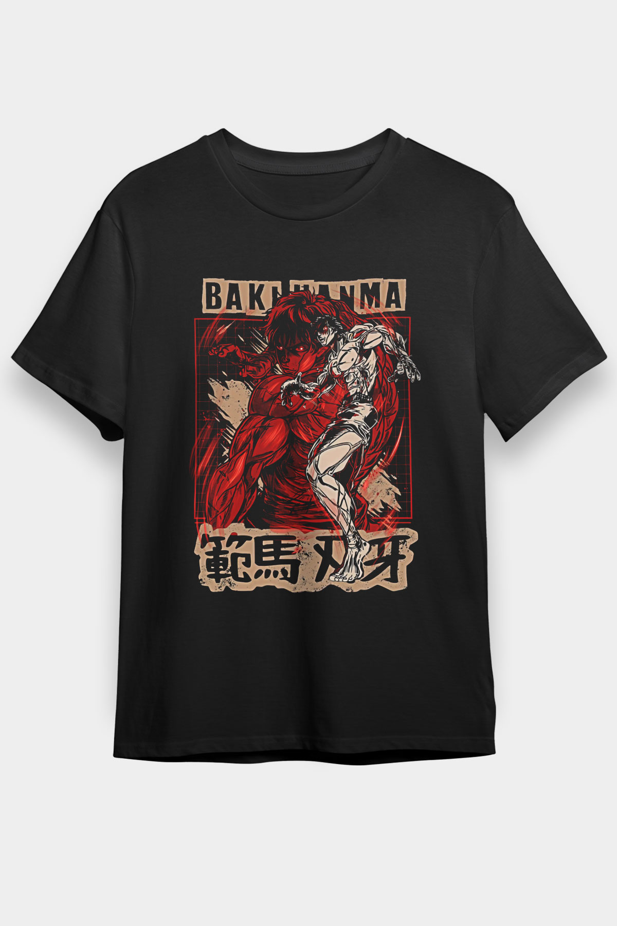 Baki The Grappler Baskılı Unisex Siyah Tişört - Tshirt