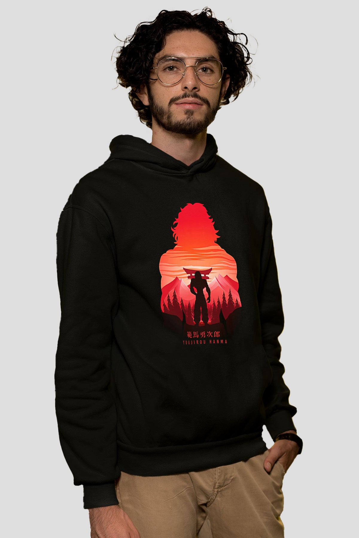 Baki The Grappler Baskılı Unisex Siyah Hoodie