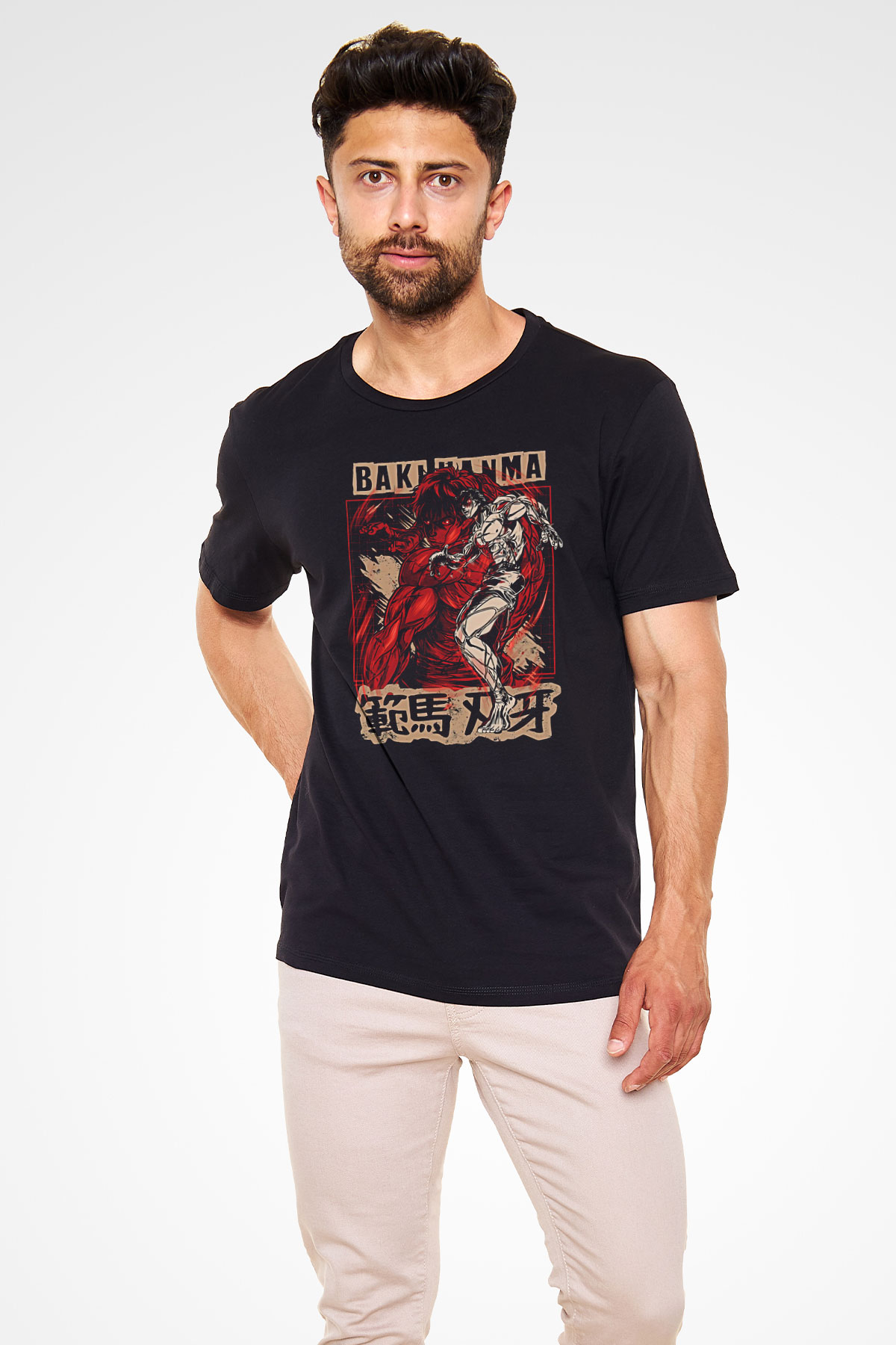 Baki The Grappler Baskılı Unisex Siyah Tişört - Tshirt
