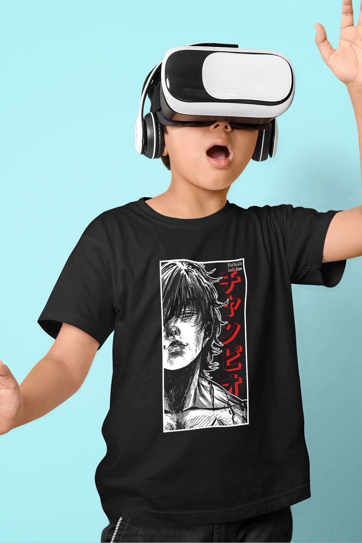 Baki The Grappler Baskılı Unisex Siyah Çocuk Tişört - Tshirt