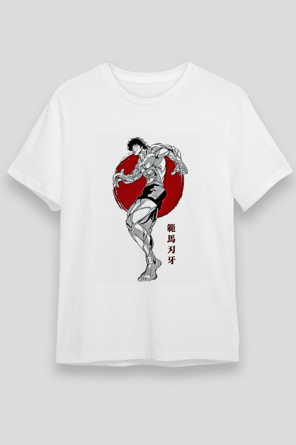 Baki The Grappler Unisex Baskılı Beyaz Tişört - Tshirt