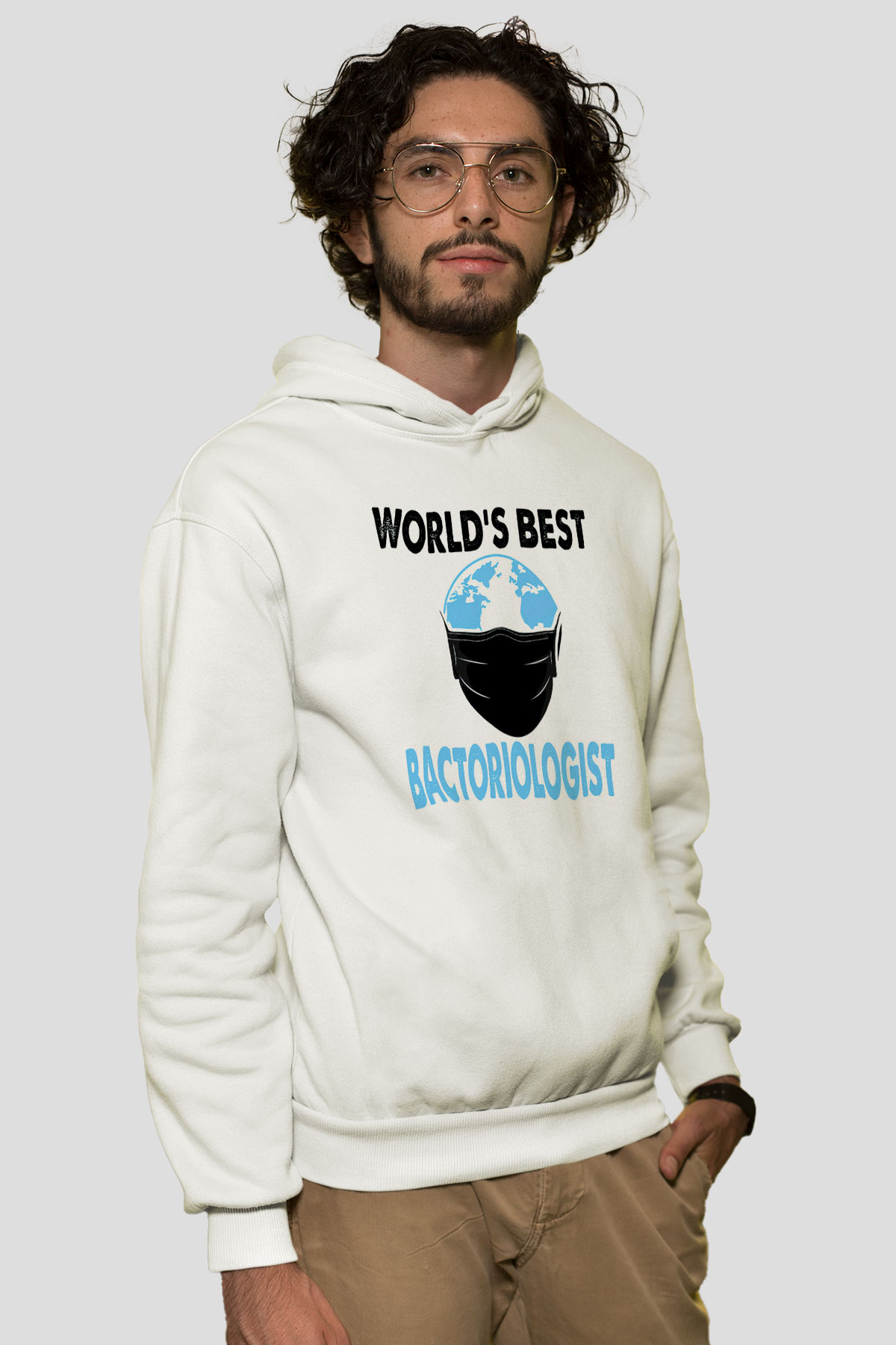 Bakteriyolog Beyaz Unisex Kapüşonlu Sweatshirt