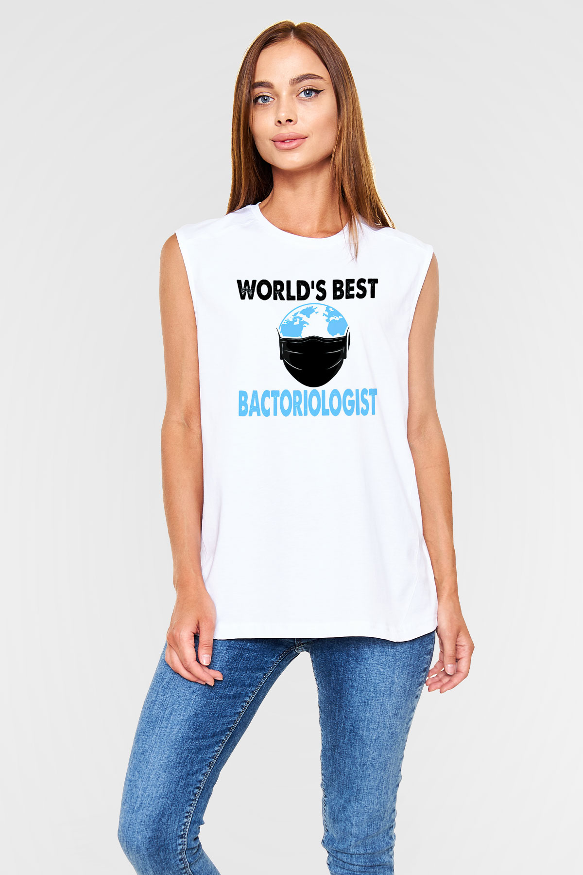 Bakteriyolog Beyaz Unisex Kolsuz Tişört