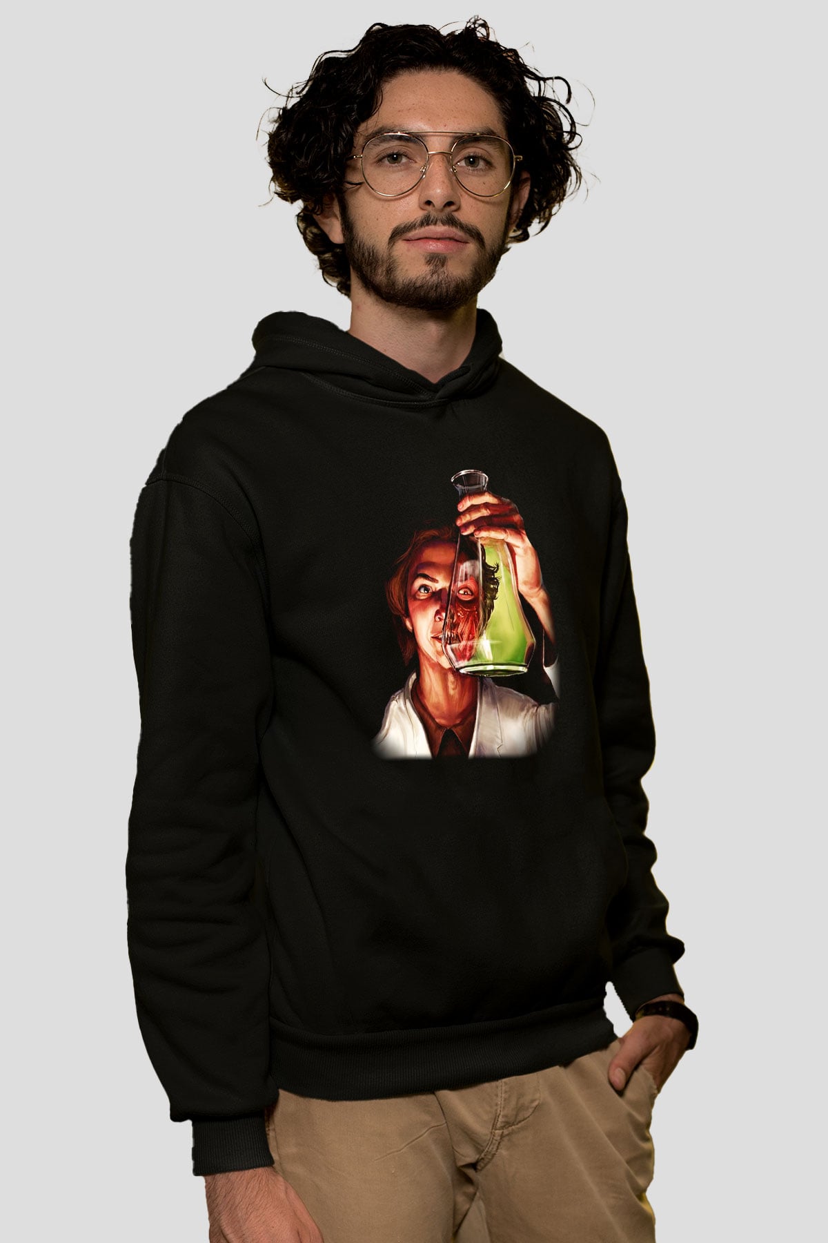 Bakteriyolog Siyah Unisex Kapşonlu Sweatshirt