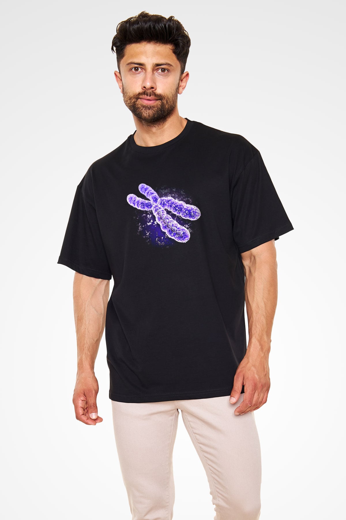 Bakteriyolog Siyah Unisex Oversize Tişört T-Shirt