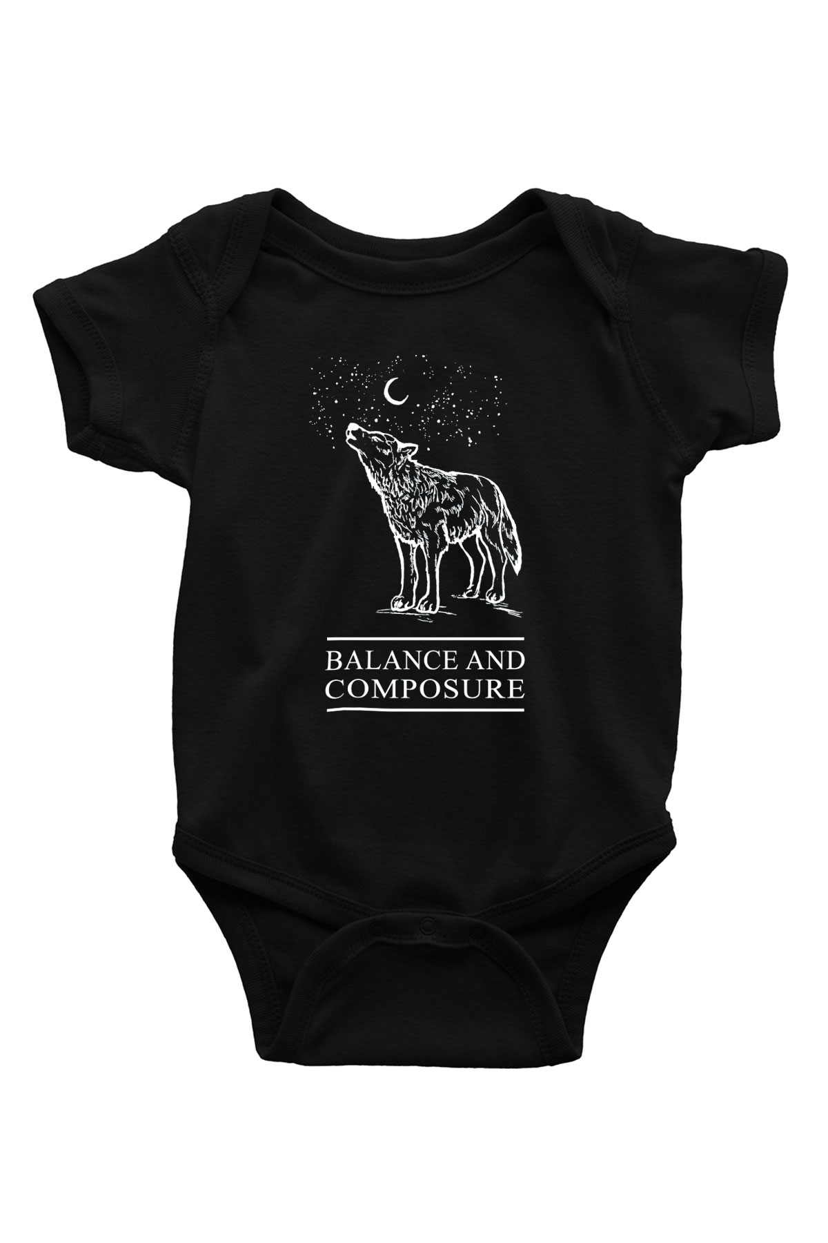 Balance and Composure Baskılı Siyah Bebek Body - Zıbın