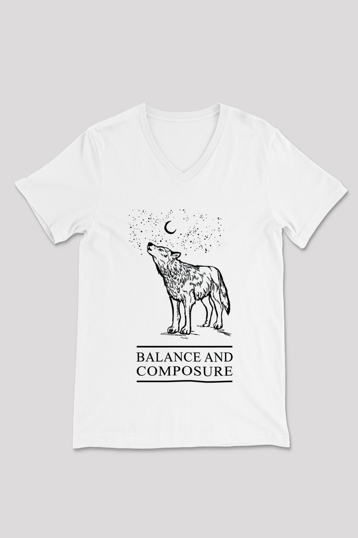 Balance and Composure Beyaz Unisex V Yaka Tişört T-Shirt