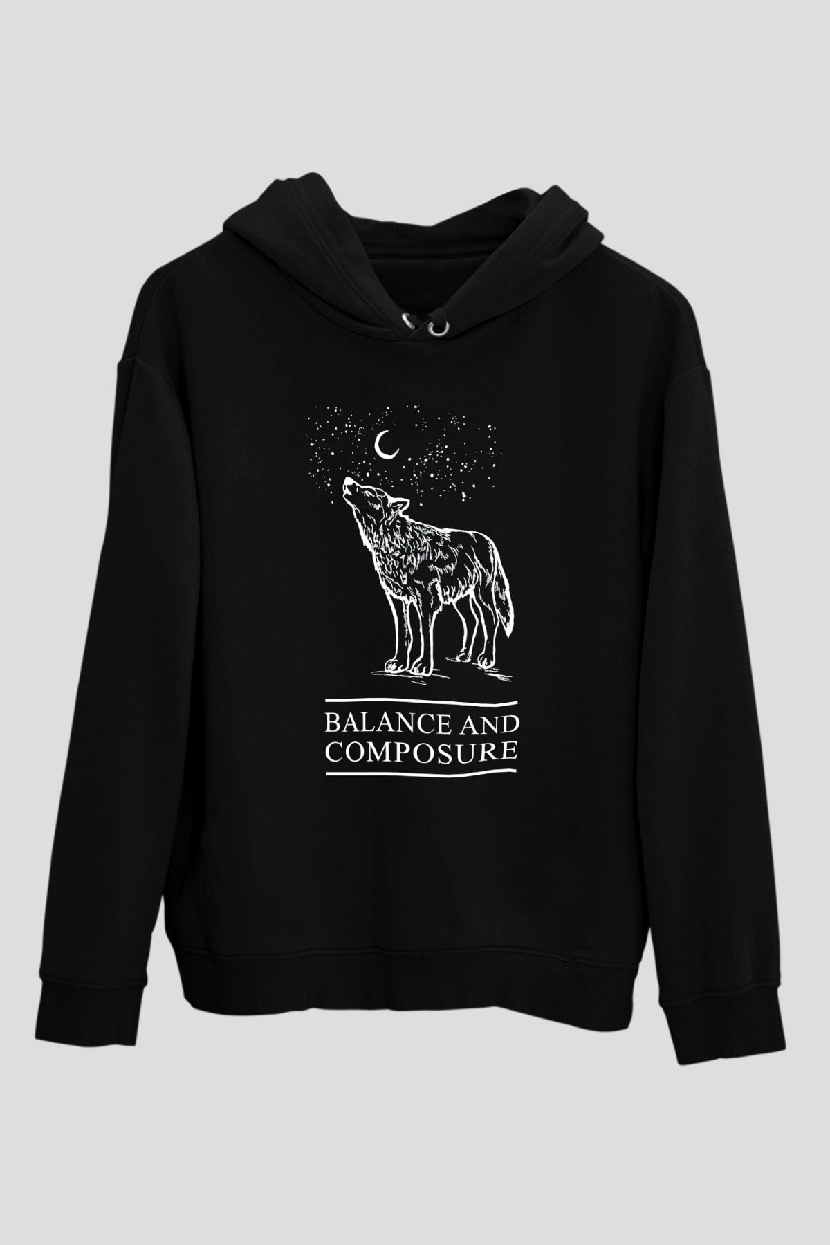 Balance and Composure Siyah Unisex Kapüşonlu Sweatshirt