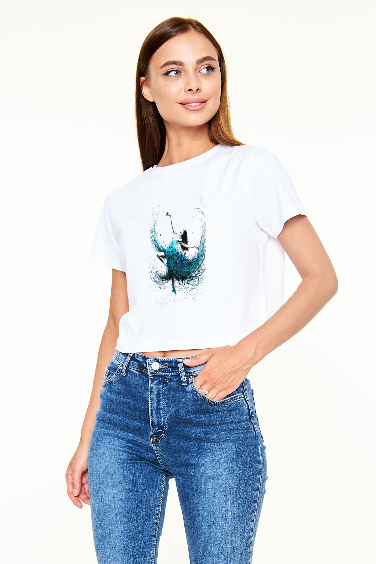 Bale Beyaz Croptop Tişört
