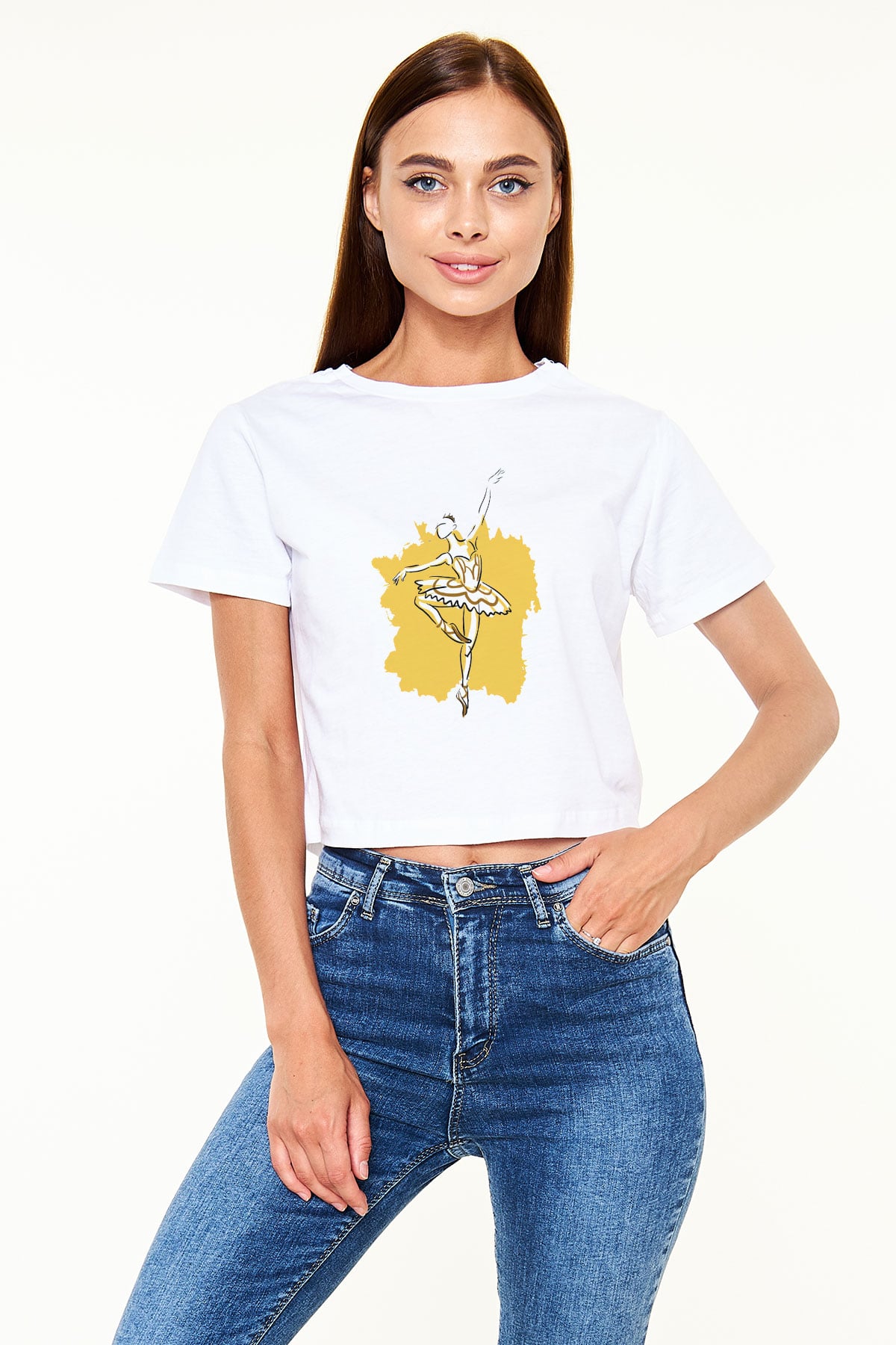Bale Beyaz Croptop Tişört