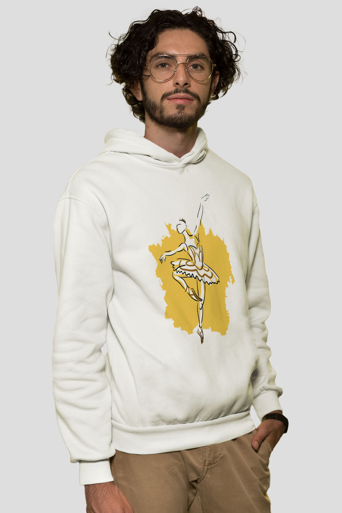 Bale Beyaz Unisex Kapşonlu Sweatshirt