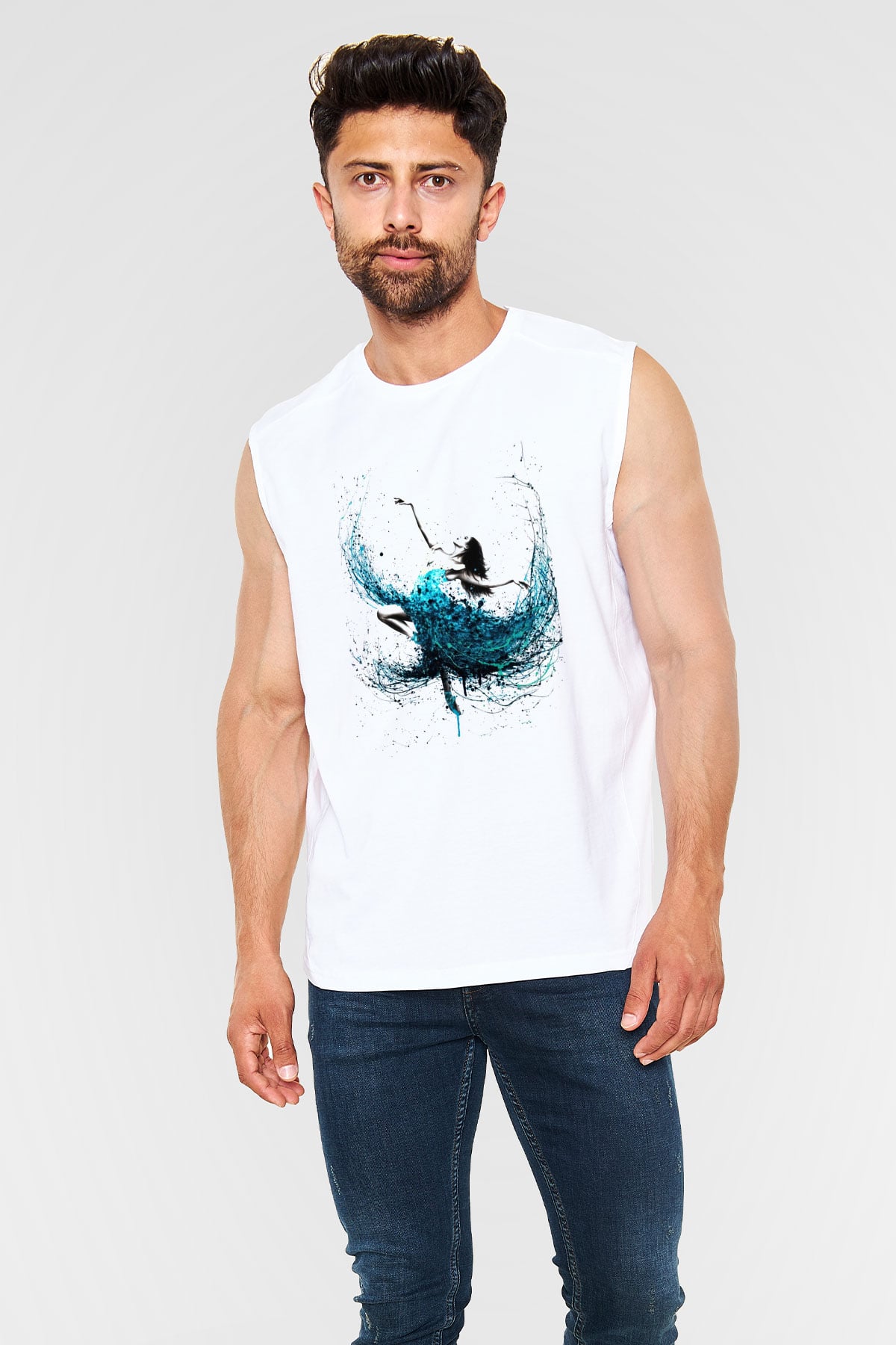 Bale Beyaz Unisex Kolsuz Tişört