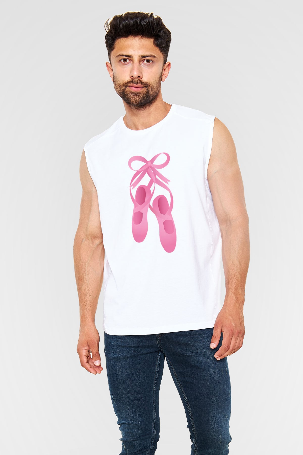 Bale Beyaz Unisex Kolsuz Tişört