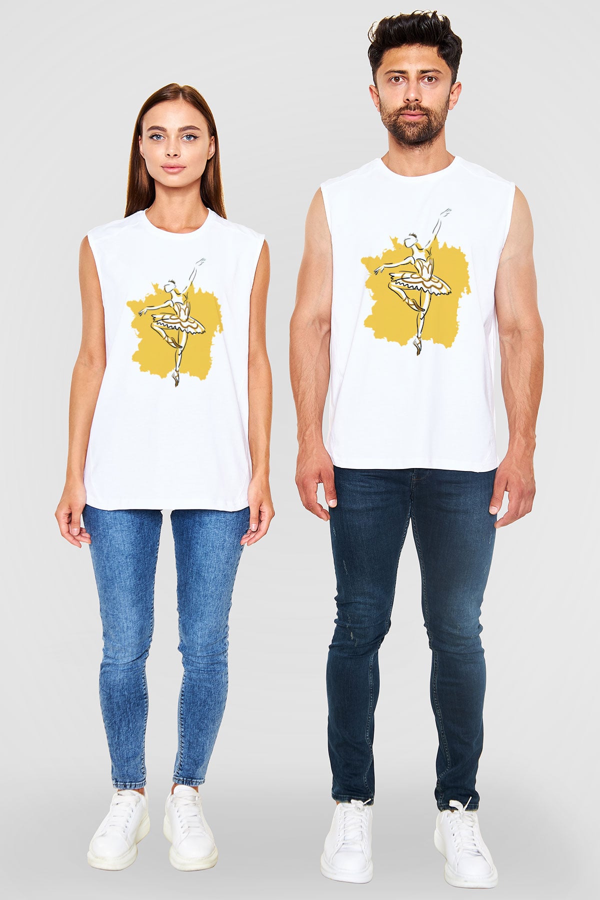 Bale Beyaz Unisex Kolsuz Tişört