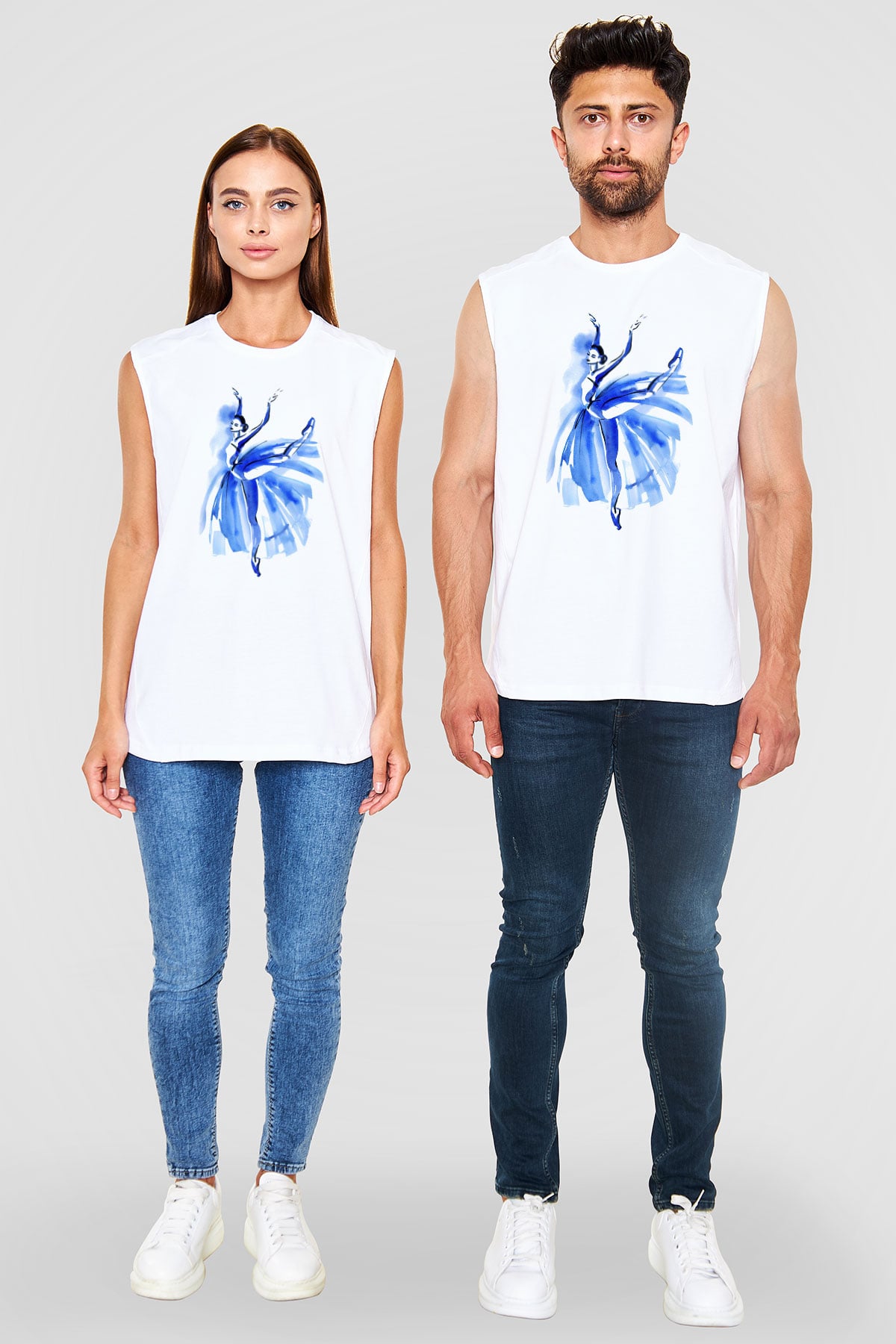 Bale Beyaz Unisex Kolsuz Tişört