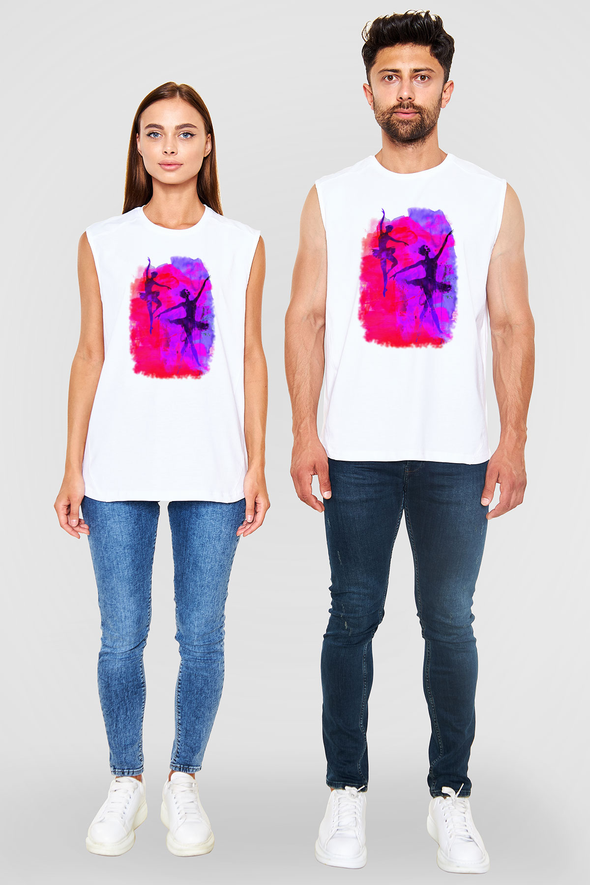 Bale Beyaz Unisex Kolsuz Tişört